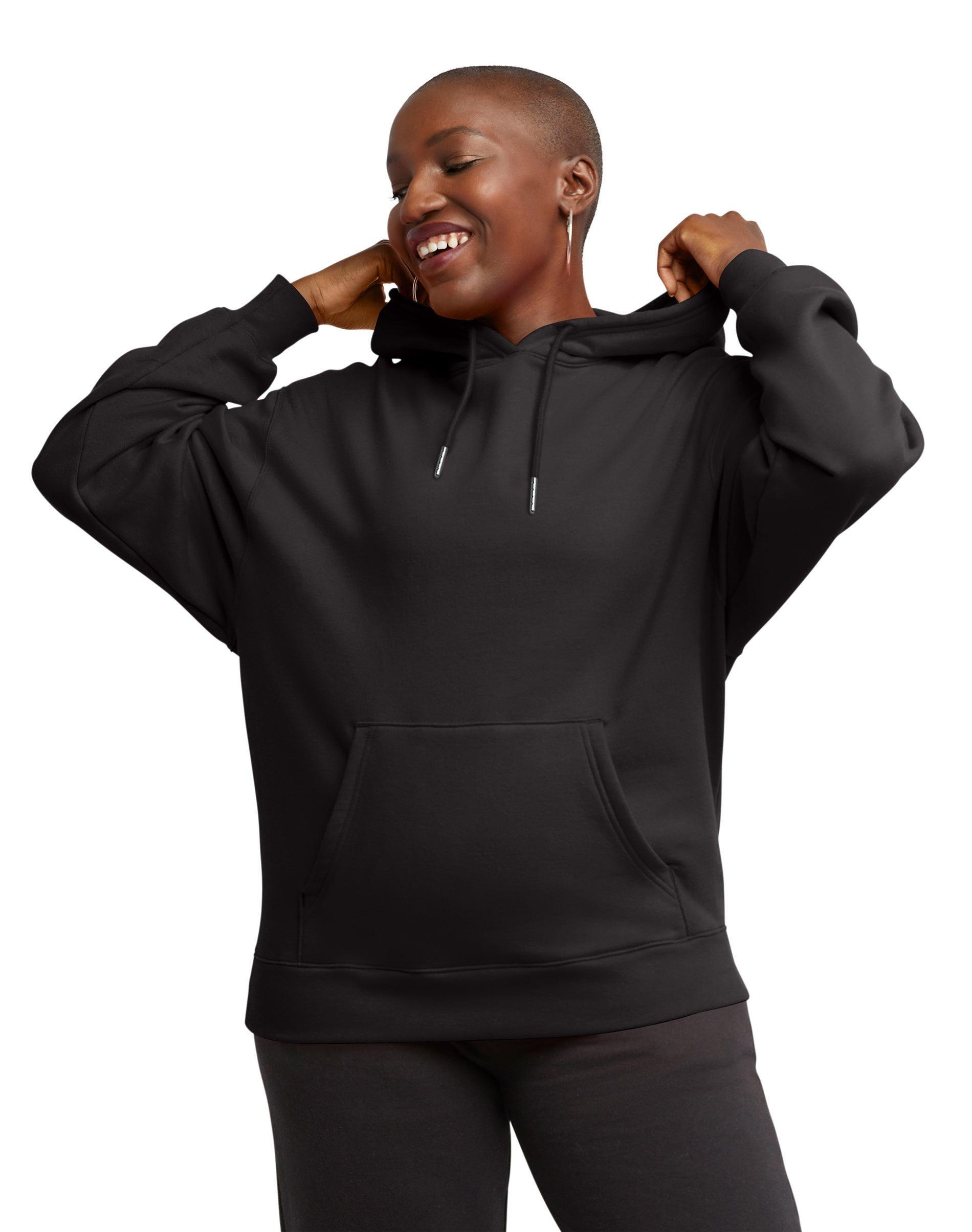 Hanes Originals Womens Fleece Hoodie Black 2XL Product Image