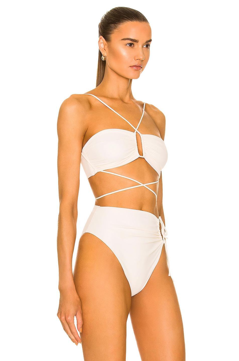 Magda Butrym Wrap Tie Bikini Top in Cream Product Image