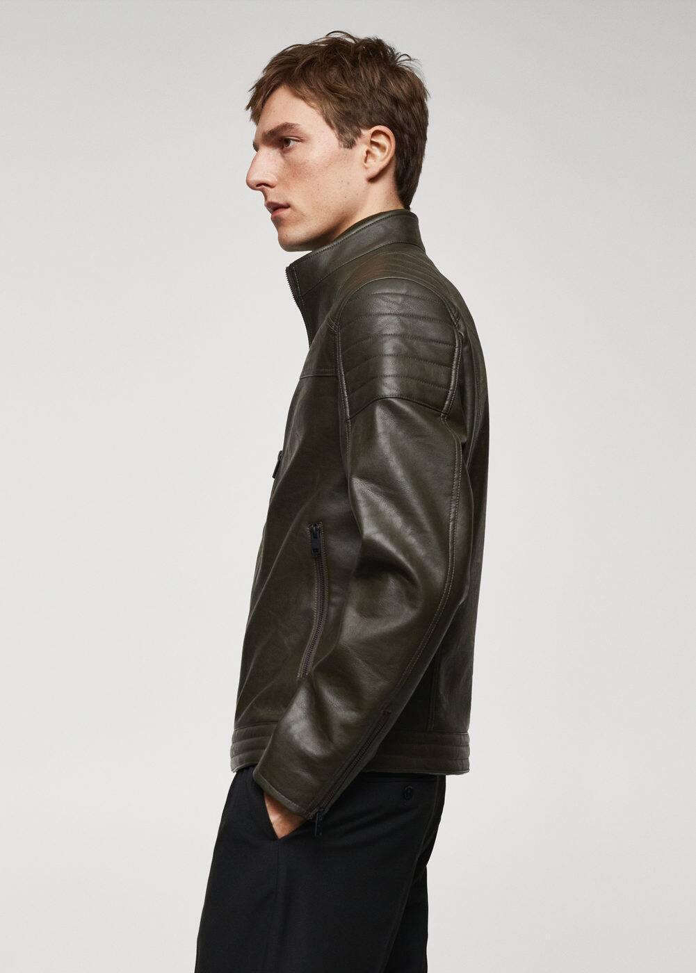 MANGO MAN - Nappa leather-effect jacket khakiMen Product Image