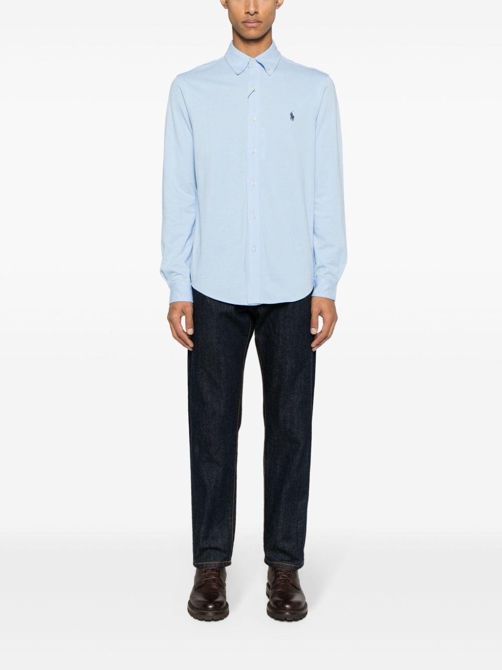 POLO RALPH LAUREN Polo Pony-embroidered Piqué Shirt In Blue Product Image