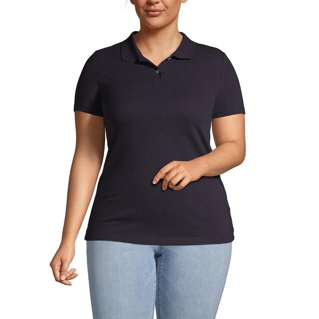 Lands' End Women's Plus Size Short Sleeve Basic Mesh Polo Shirt - 1x - True Navy Product Image