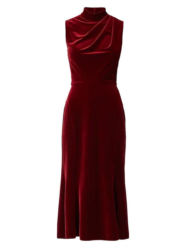 Womens Audrey Velvet Draped Midi-Dress Product Image