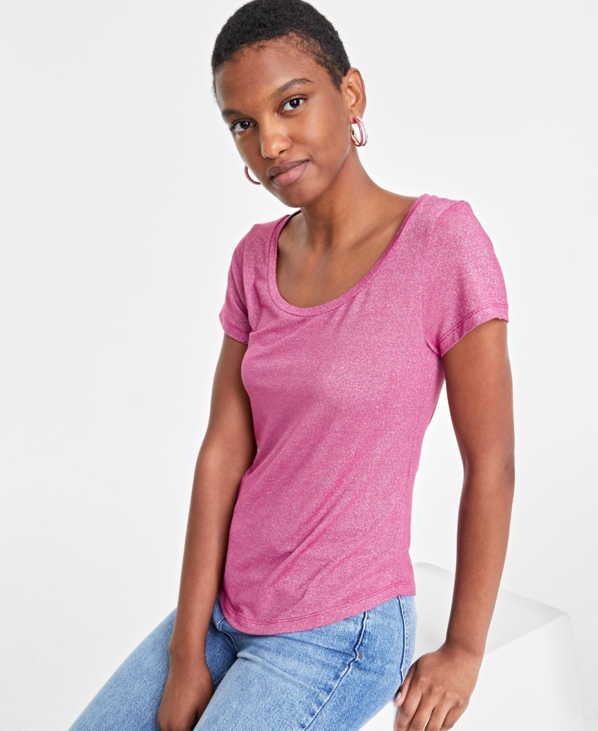 On 34th Womens Short-Sleeve Solid Shine Top, Created for Macys Product Image