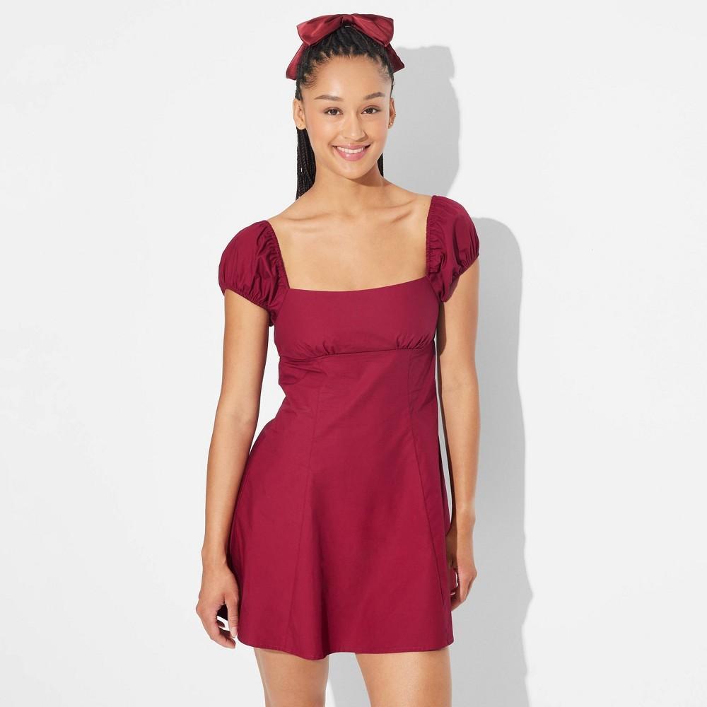 Womens Game Day Puff Short Sleeve Mini Dress - Wild Fable Maroon XXS Product Image