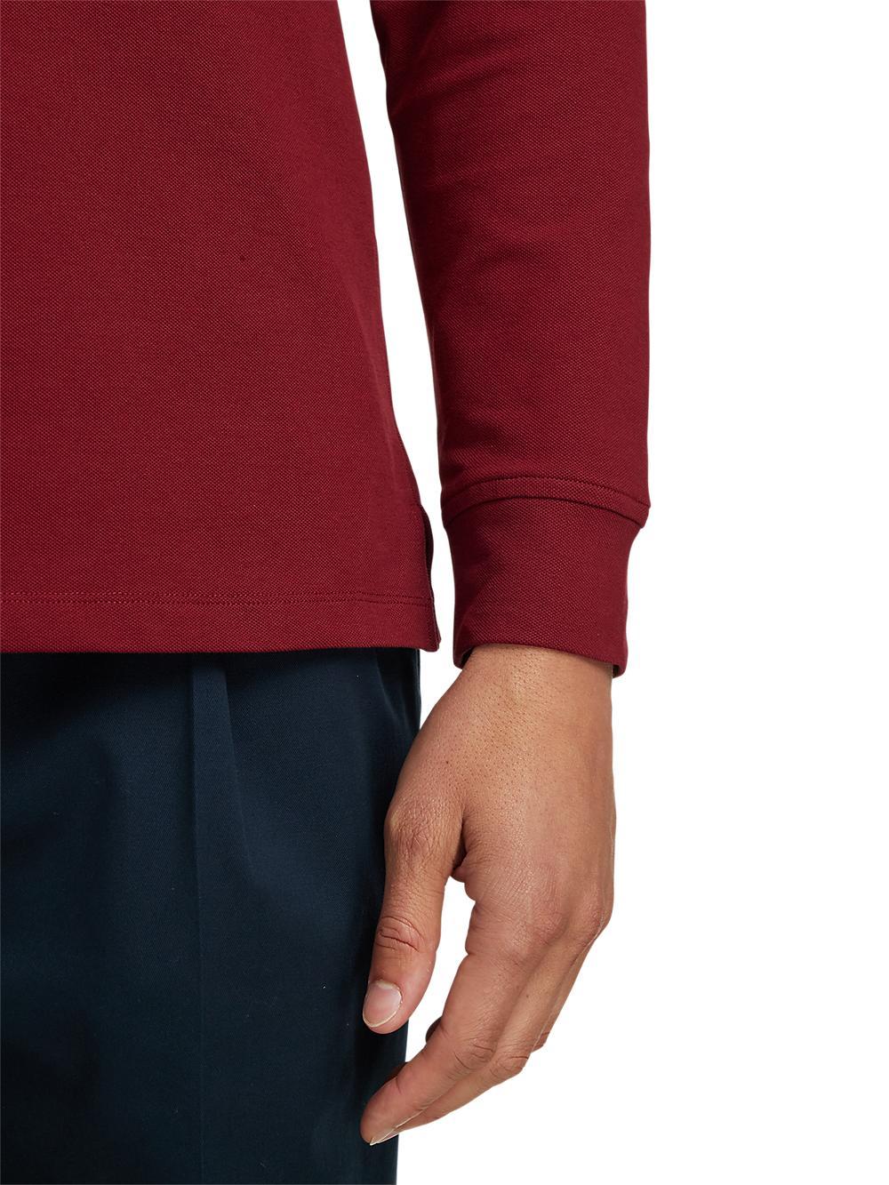 Cotton/Spandex Pique Three Button Polo - Burgundy Product Image