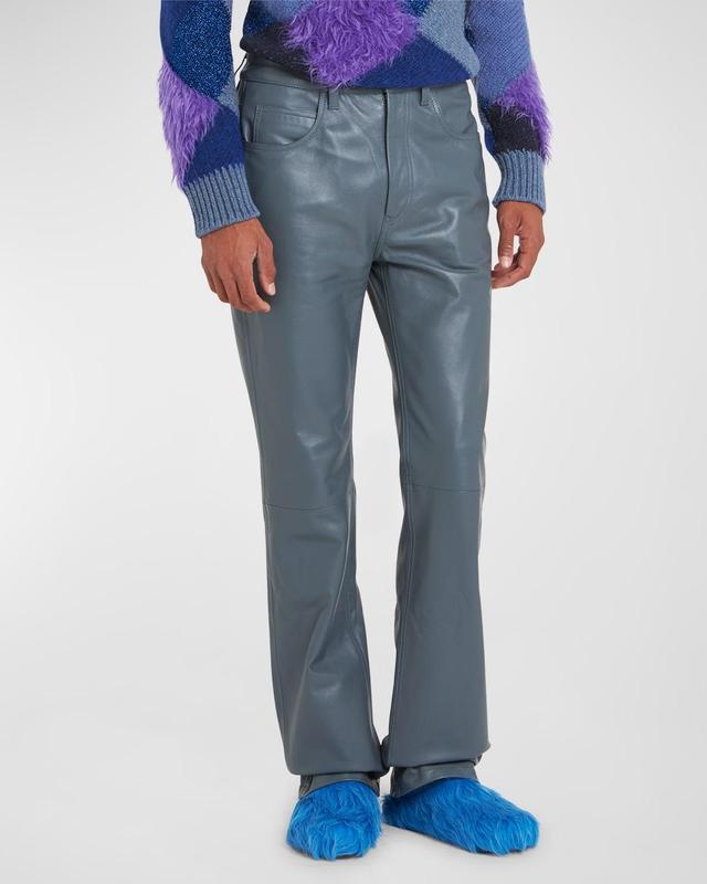 Mens Leather 5-Pocket Fitted Pants Product Image