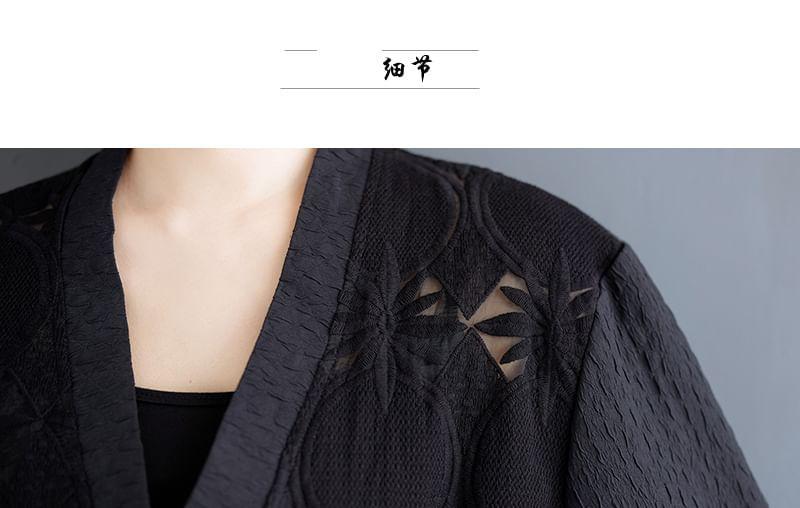 V-Neck Floral Embroidered Double-Breasted Jacket Product Image