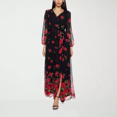 Premier Amour Womens Long Sleeve Floral Maxi Dress Product Image