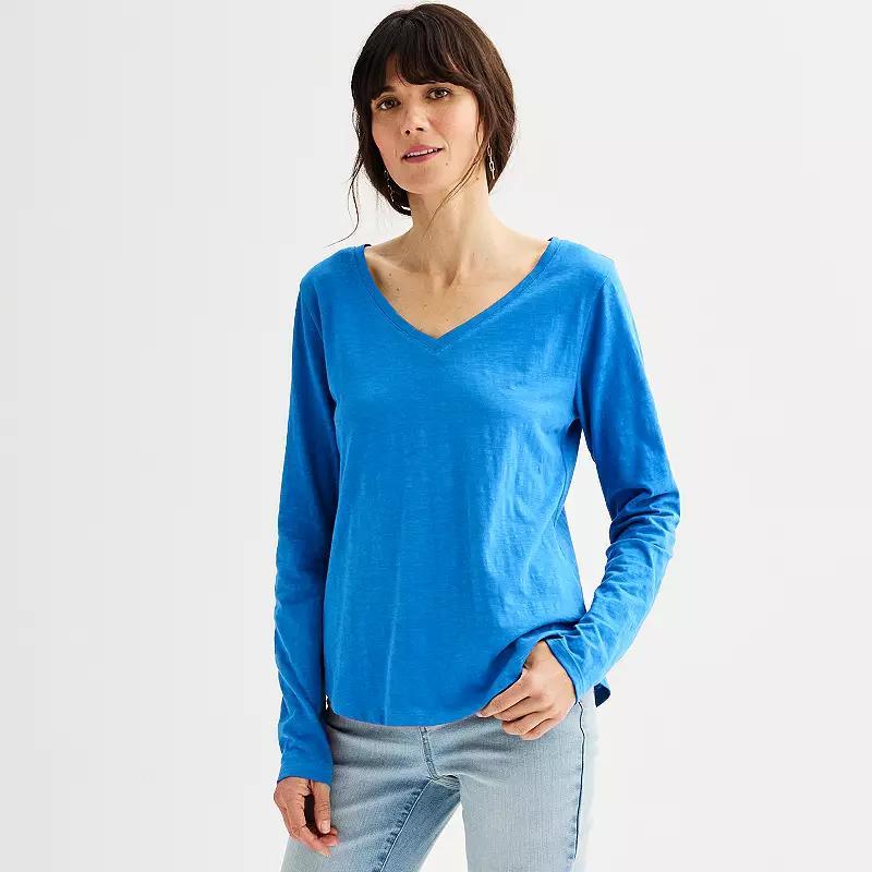 Petite Sonoma Goods For Life Everyday Long Sleeve V-Neck T-Shirt, Womens Product Image