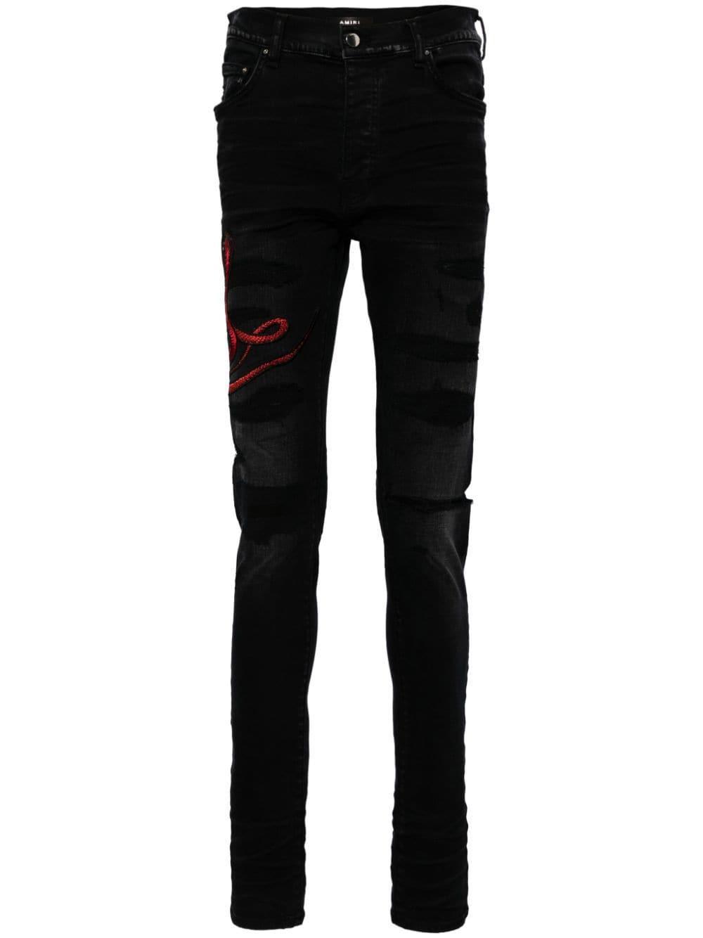 Distressed Skinny Jeans In Blue Product Image