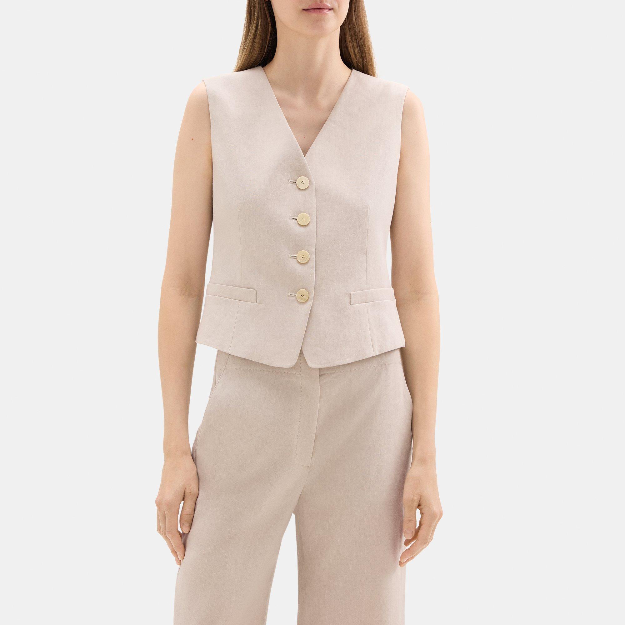 Stretch Linen-Blend Slim Vest | Theory Outlet Product Image