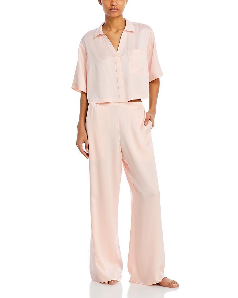 Womens Washable Silk High-Rise Pants 2-Piece Pajama Set Product Image