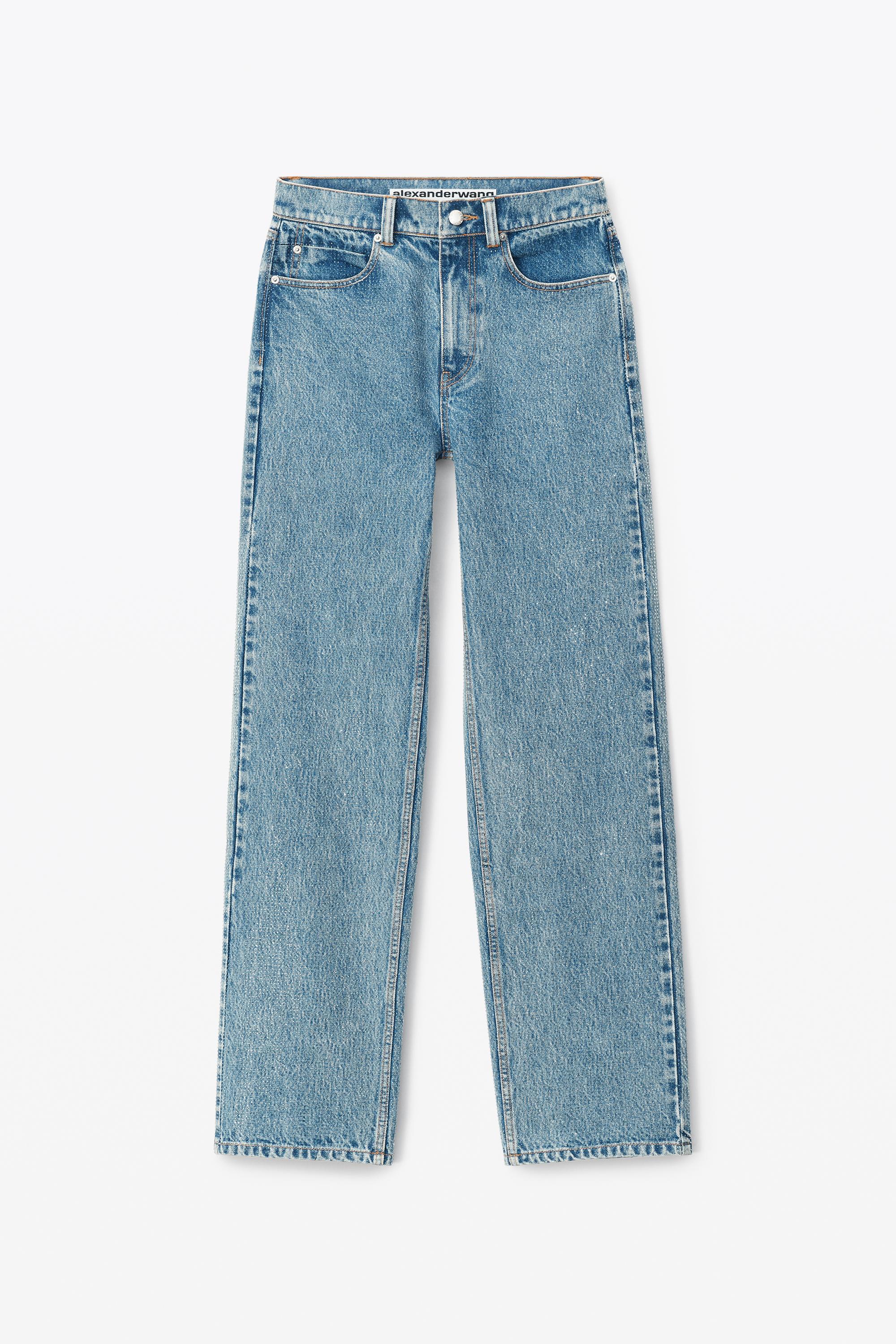 Ez - Mid Rise Straight Leg Jeans In Clear Hotfix Product Image