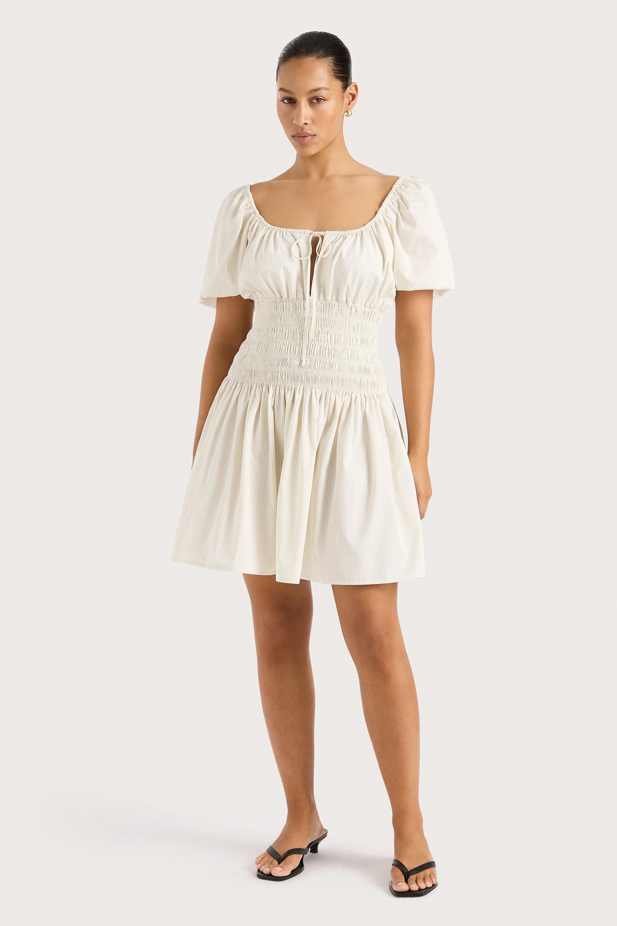 Aya Mini Dress Cream Pinstripe product image