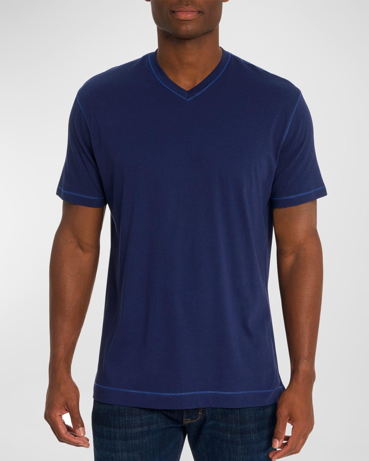 Robert Graham Eastwood Top Stitched V Neck Tee Product Image