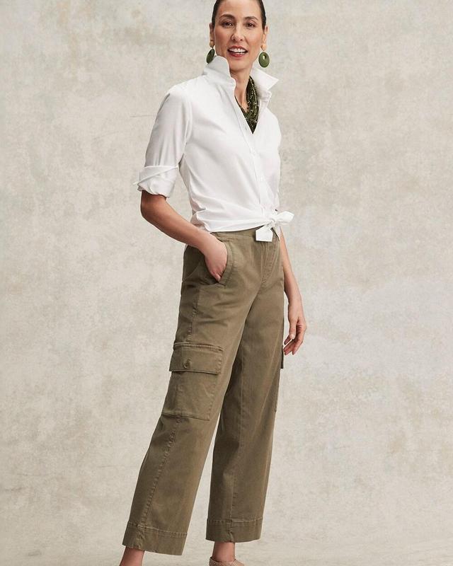 Women's Cargo Wide Leg Cropped Pants Product Image