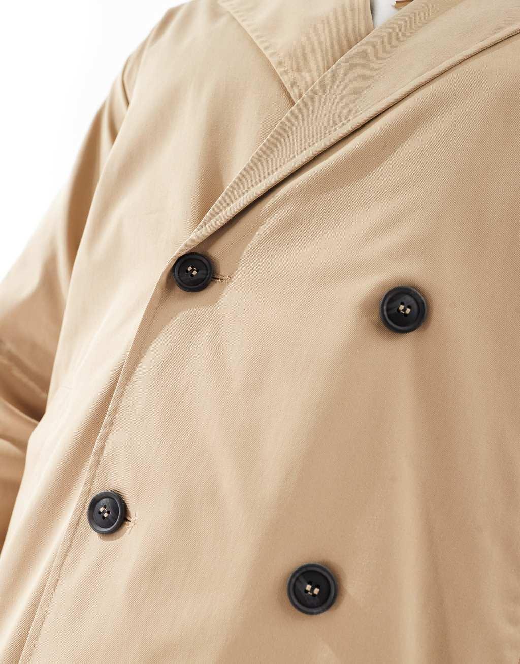 ONLY & SONS drop shoulder trench coat on beige Product Image