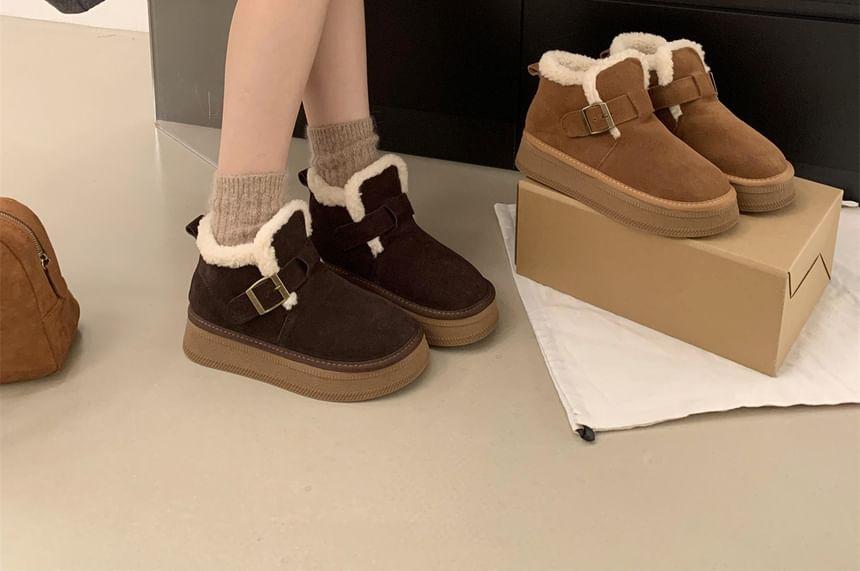 Fleece Lined Platform Ankle Snow Boots Product Image