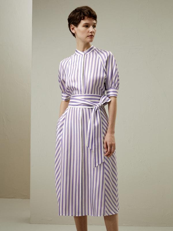 Lavender Striped Silk Shirtdress Product Image