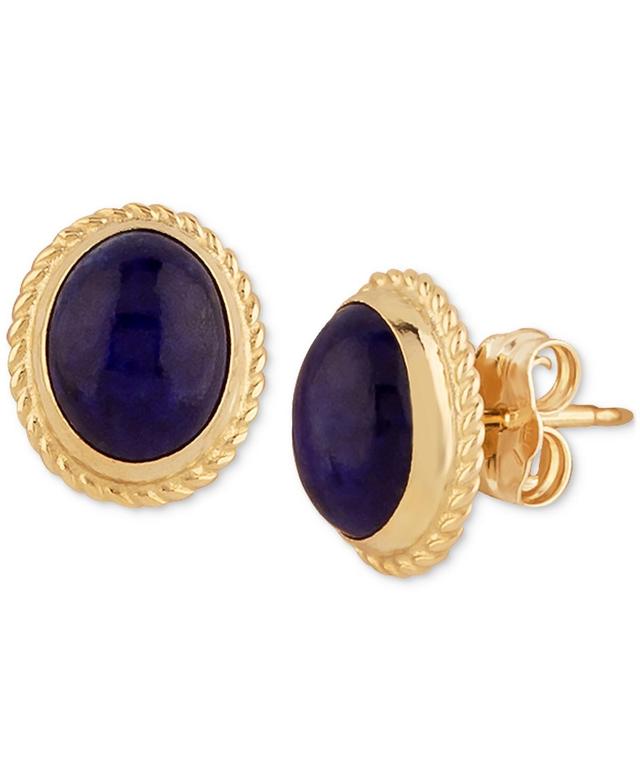 Lapis Lazuli Oval Stud Earrings in 14k Gold (Also - Malachite Product Image