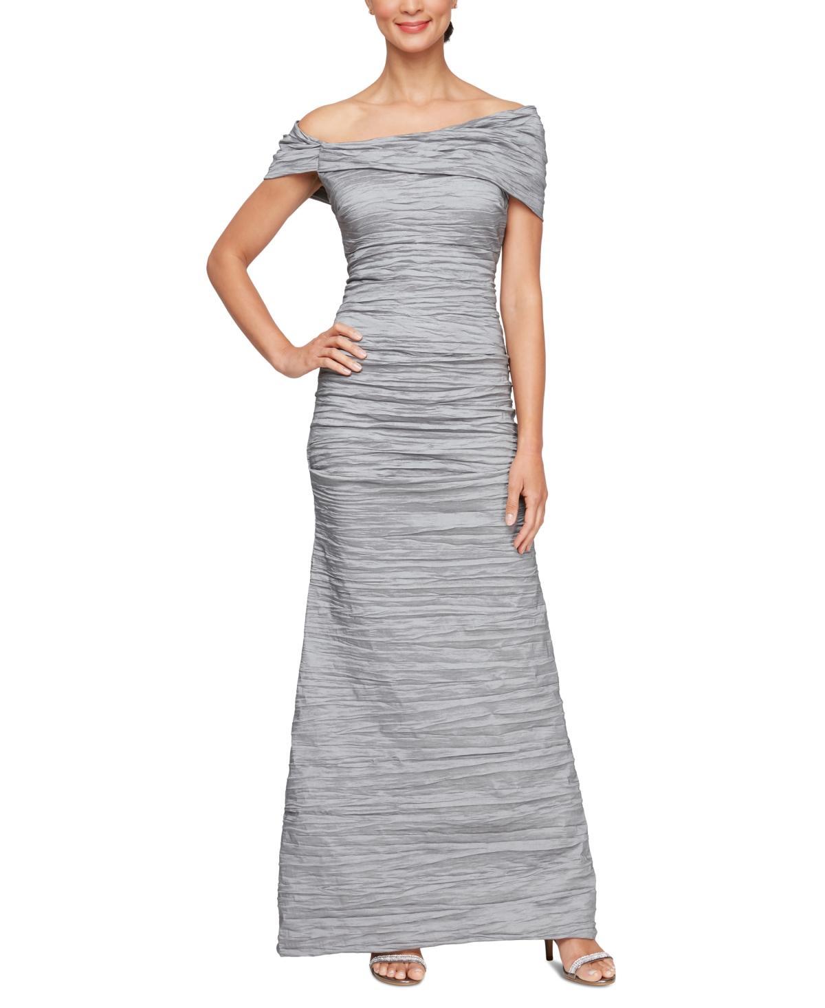 Alex Evenings Womens Crinkled Off-The-Shoulder Gown Product Image