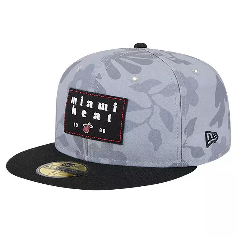 Mens New Era Gray Miami Heat Palm Fronds 2-Tone 59FIFTY Fitted Hat Product Image