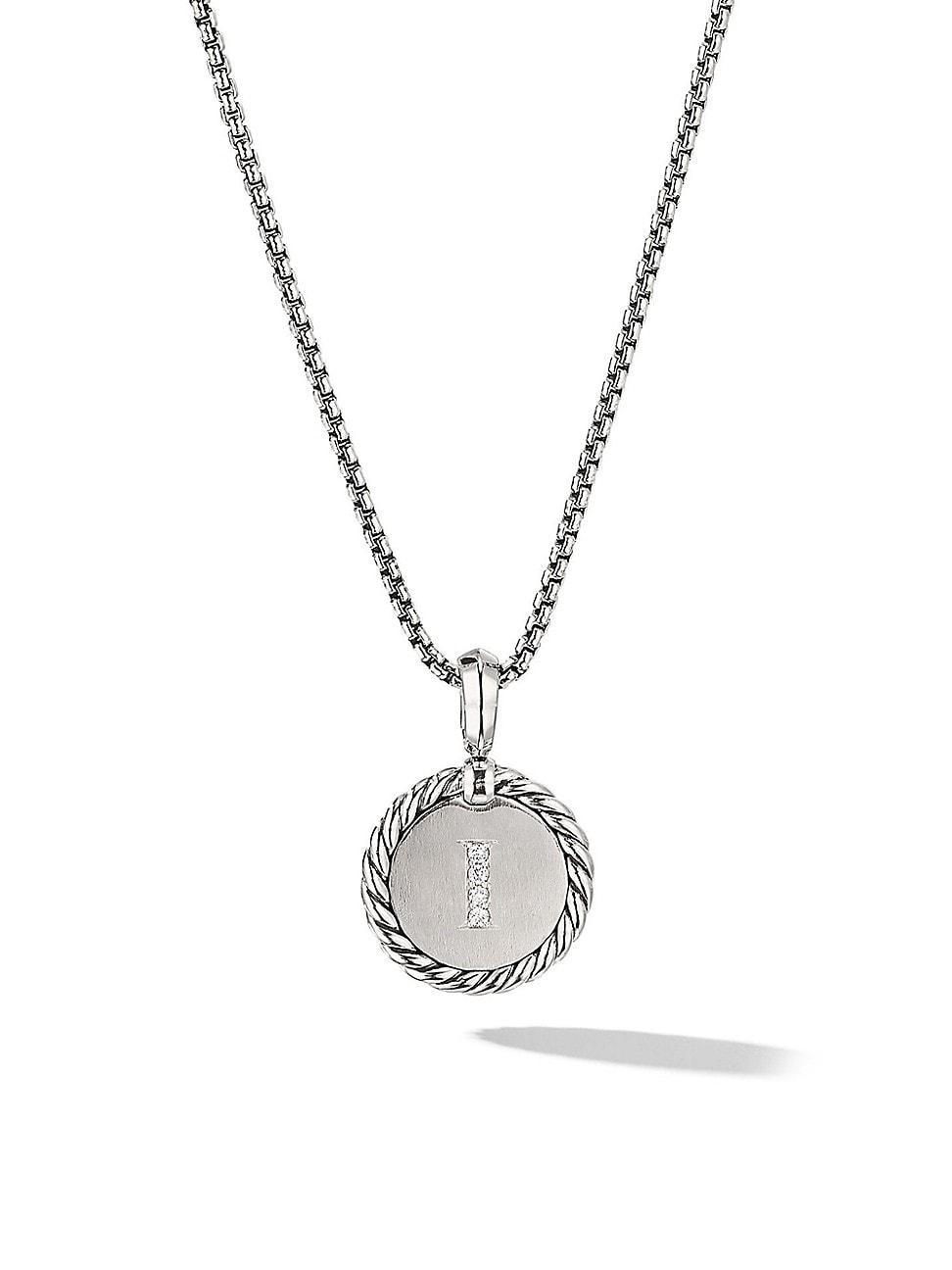 Womens M Initial Charm Necklace in Sterling Silver Product Image