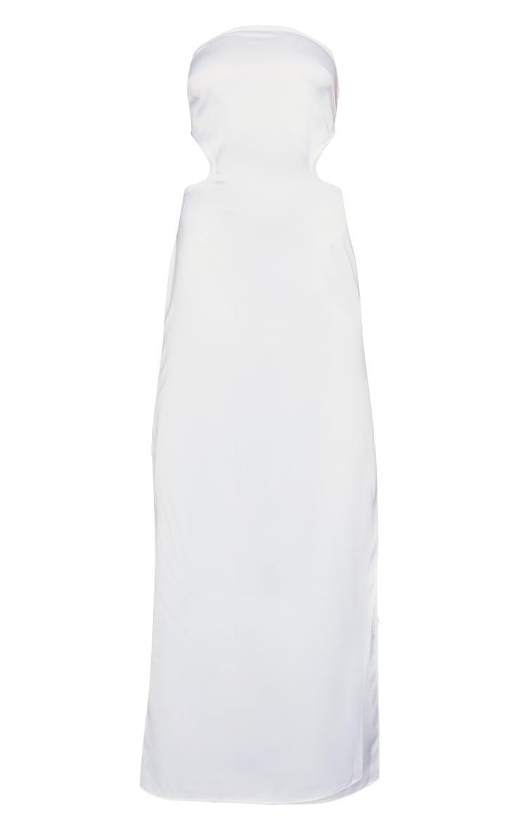 White Satin Bandeau Side Cut Out Maxi Dress Product Image