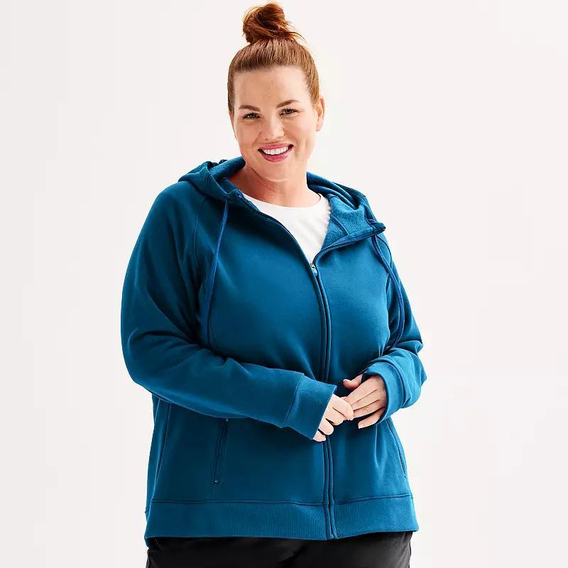 Plus Size Tek Gear Ultrasoft Fleece Long Jacket, Womens Purple Appeal Product Image