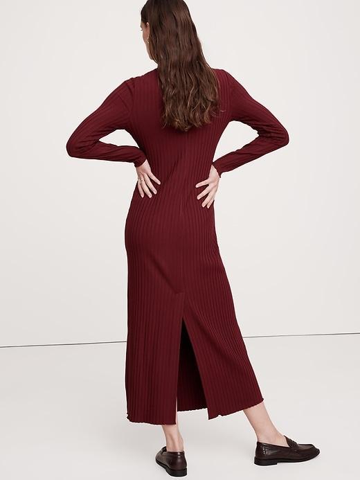 Wide Ribbed Turtleneck Maxi Dress Product Image