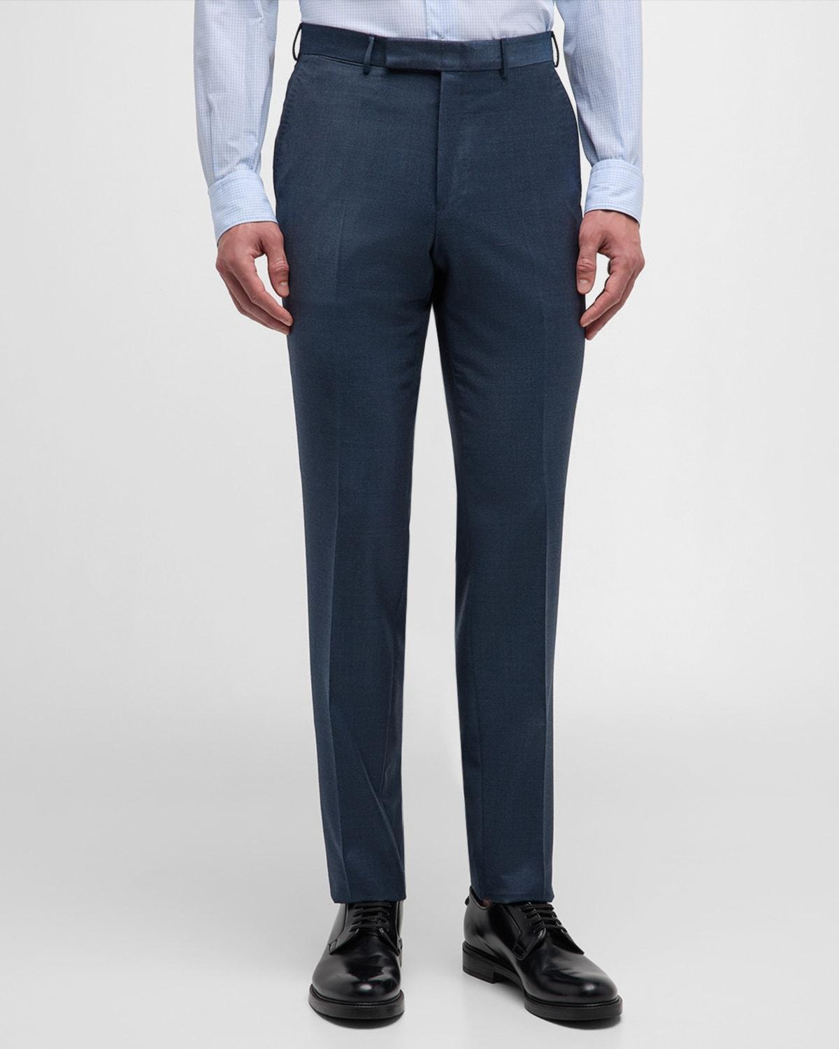 Men's Flat-Front Wool Pants  Product Image