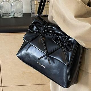 Faux Leather Flap Ribbon Crossbody Bag Product Image