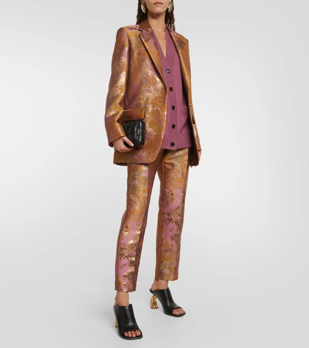 Printed Metallic Blazer In Multicolor Product Image