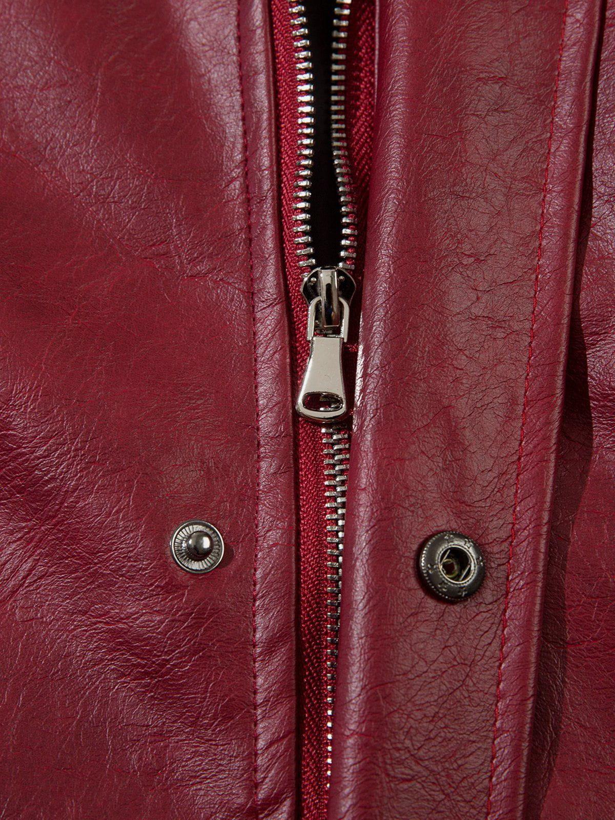 Aelfric Eden Vintage Burgundy Essential Faux Leather Jacket Product Image