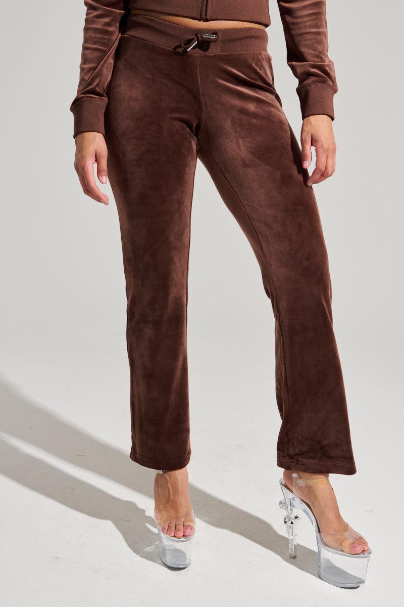 SOLID RIB WAIST VELOUR PANT Product Image