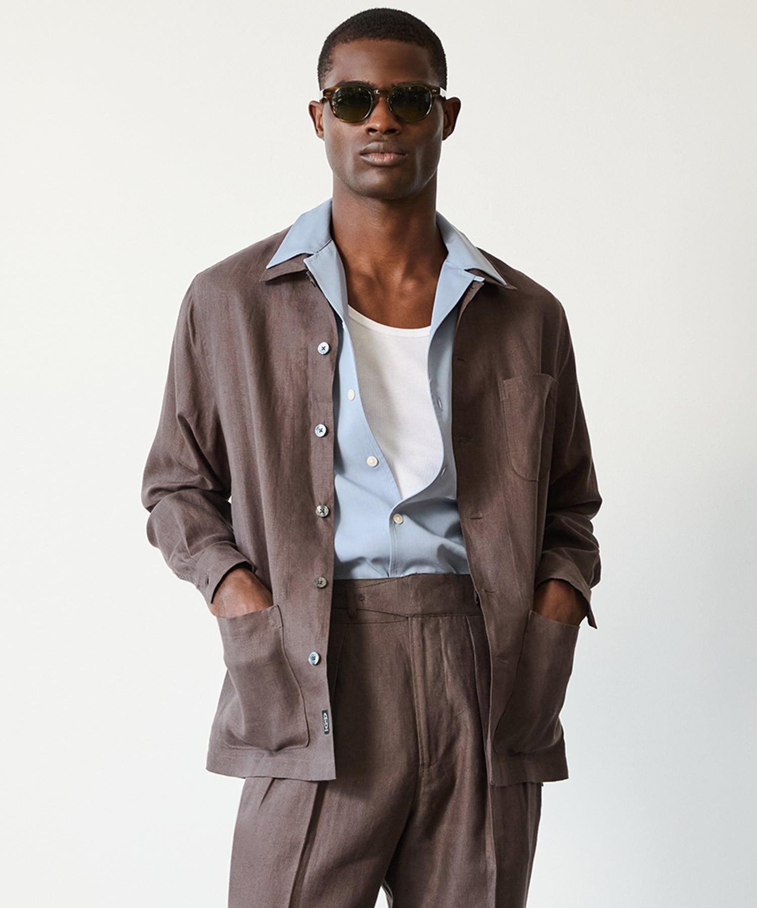 Irish Linen Chore Shirt in Brown Product Image