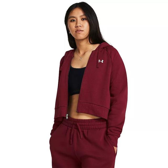 Womens Under Armour Rival Fleece Crop Full-Zip Hoodie Red Product Image