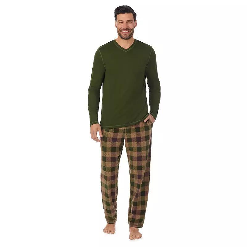 Mens Cuddl Duds Cabin Fleece Long Sleeve Pajama Top & Pajama Pants Set Product Image