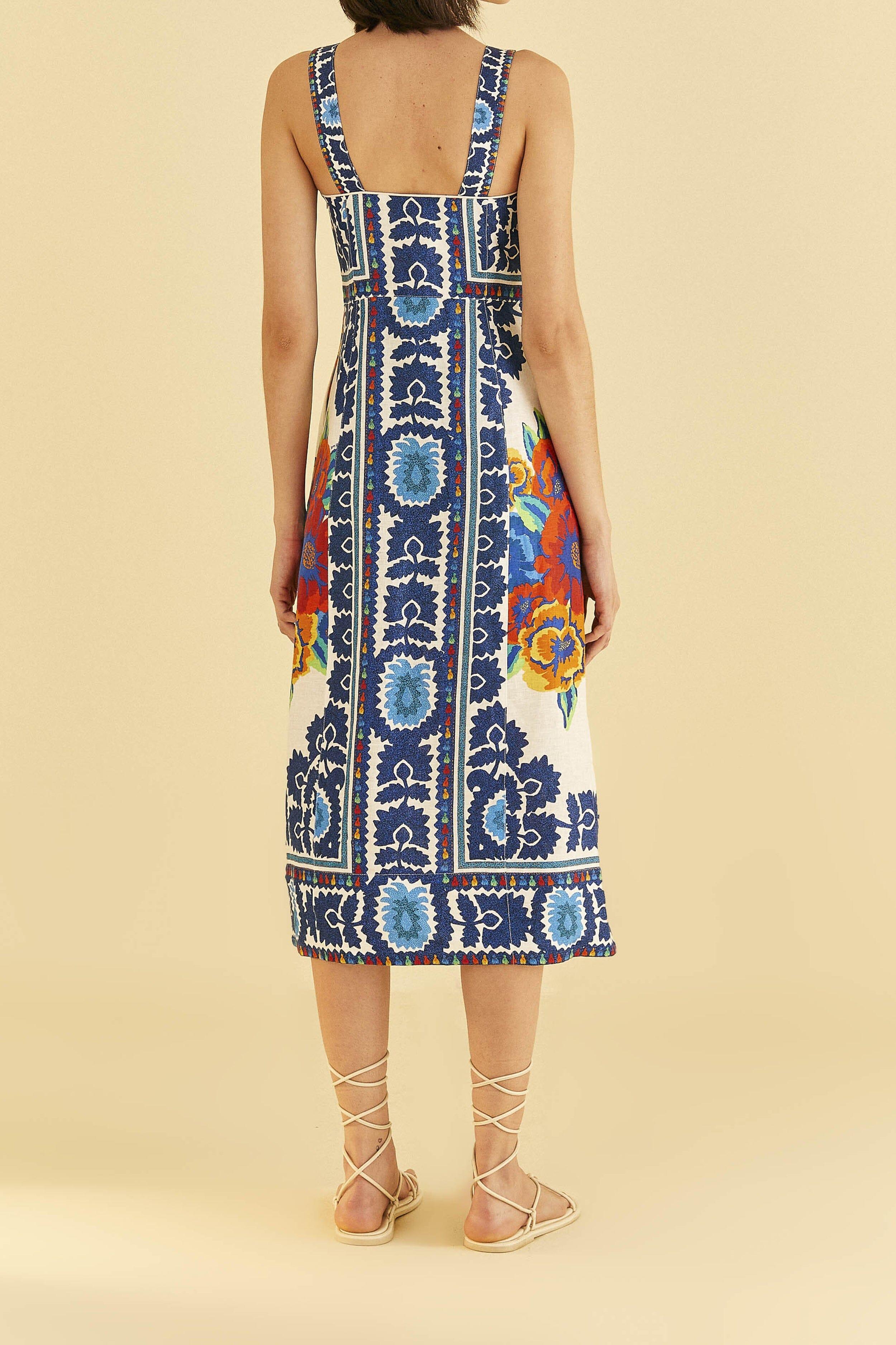 Off-White Flower Tapestry Midi Dress Product Image