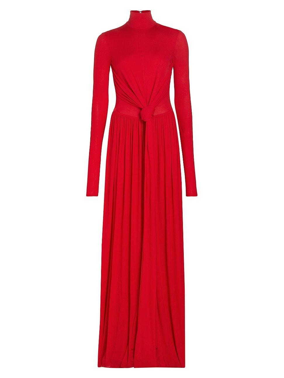 Meret Turtleneck Wrap-Waist Long-Sleeve Maxi Dress Product Image