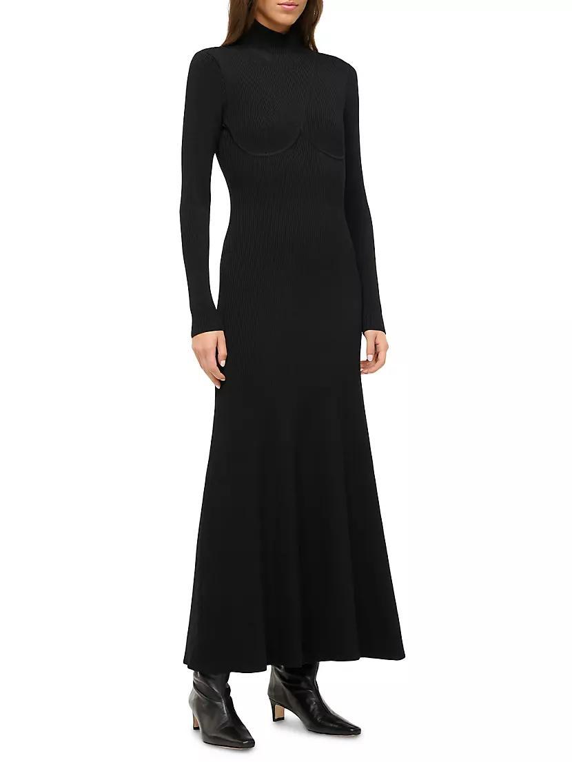 Obsidian Rib-Knit Fit & Flare Maxi Dress Product Image