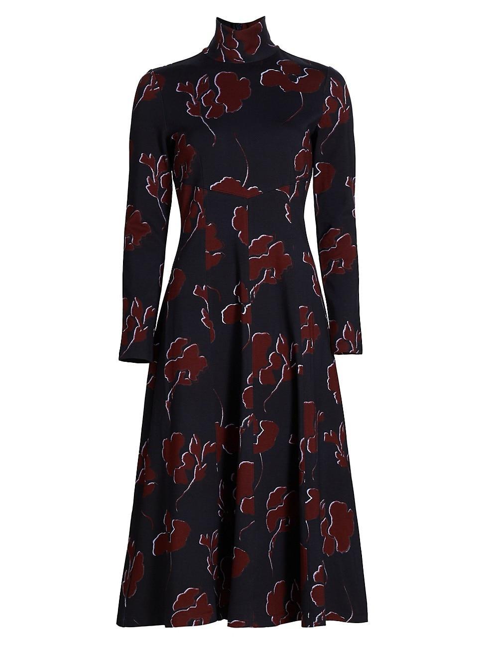 Womens Thea Floral Ponte Turtleneck Midi-Dress Product Image