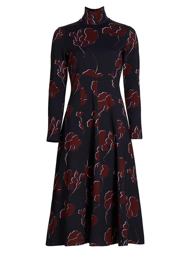 Womens Thea Floral Ponte Turtleneck Midi-Dress Product Image