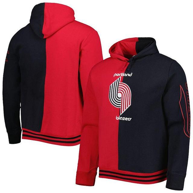 Mens Mitchell & Ness /Black Portland Trail Blazers Hardwood Classics Split Pullover Hoodie Product Image