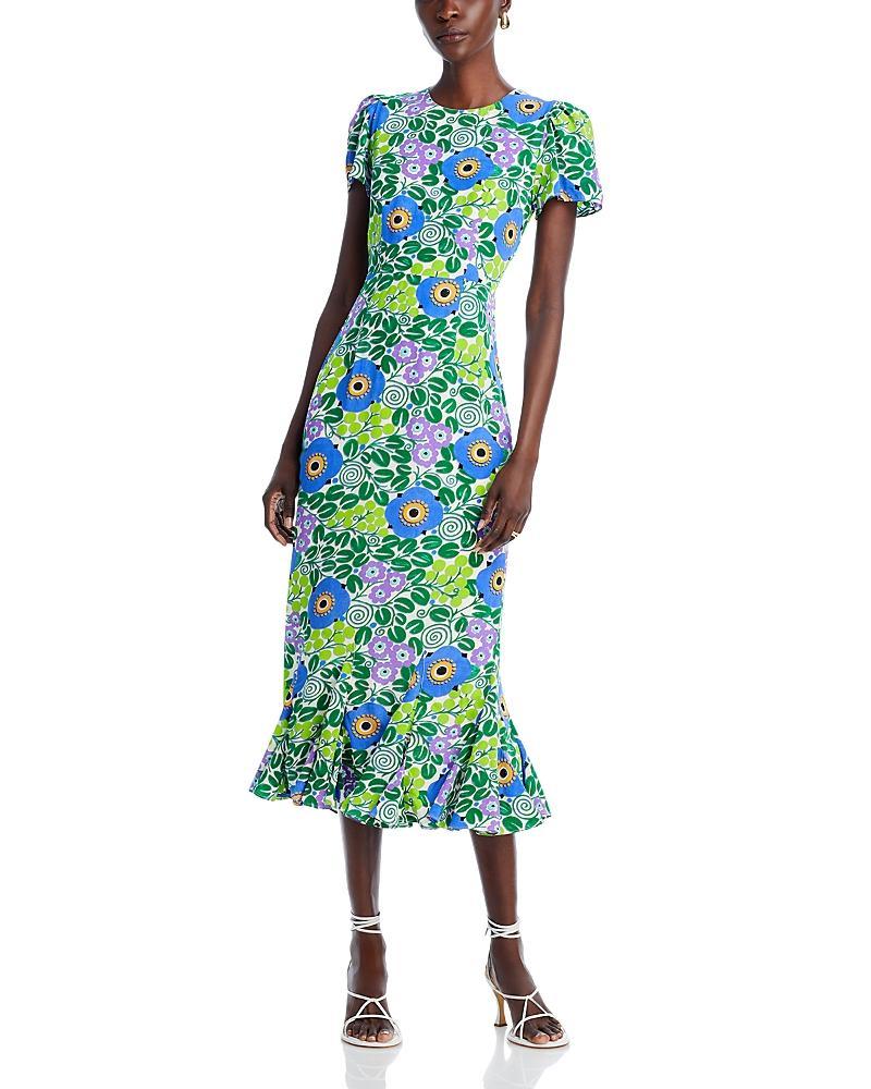 Womens Lulani Floral Ruffled Midi-Dress Product Image