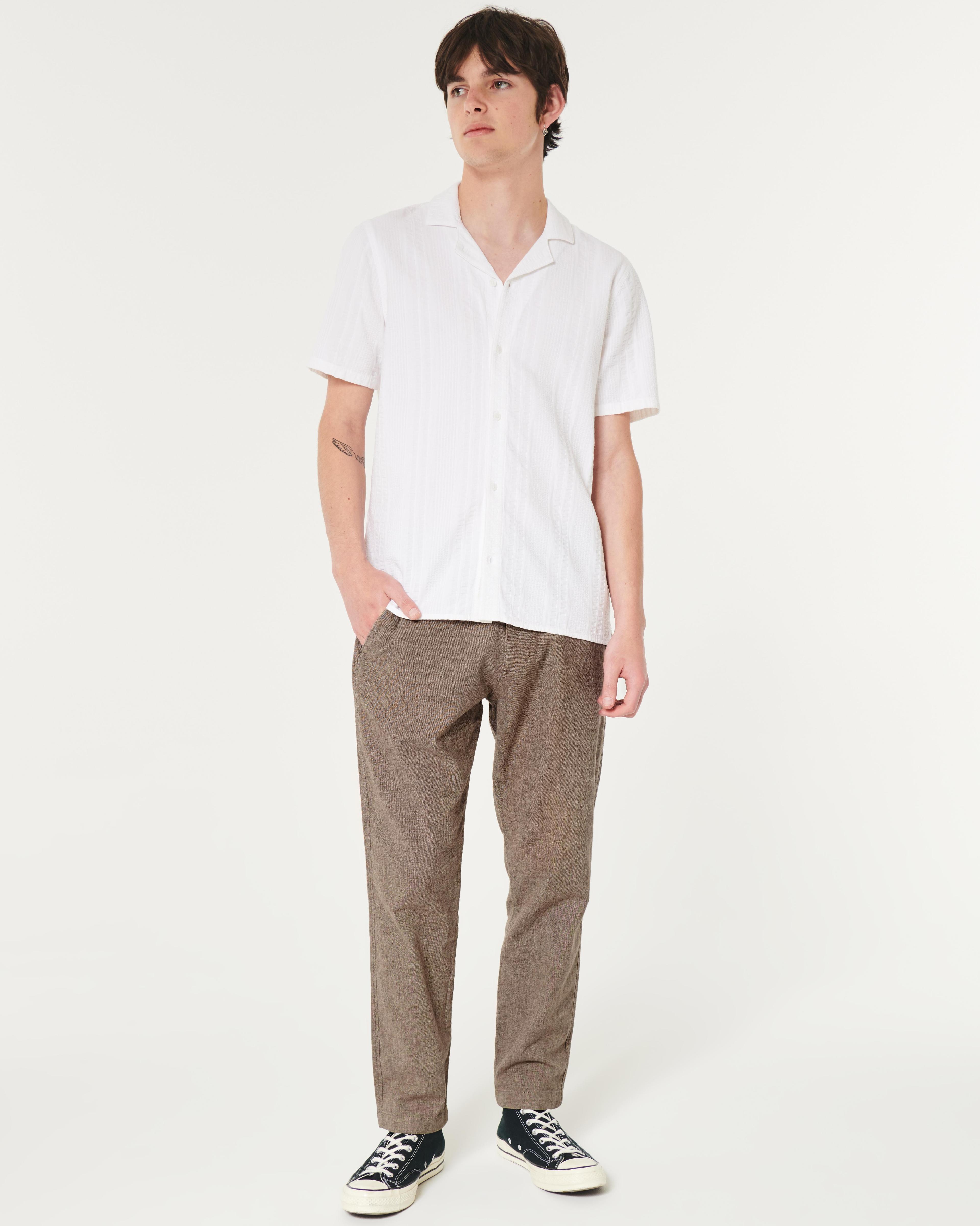 Slim Straight Stretch Linen-Blend Pants Product Image