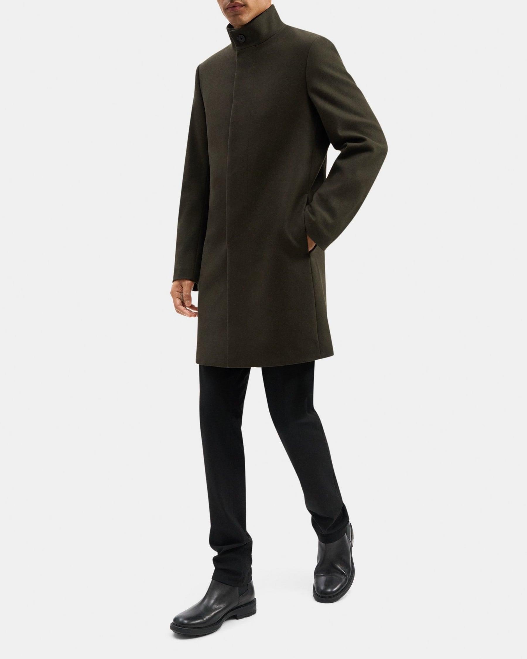 Single-Breasted Coat in Wool Melton Product Image