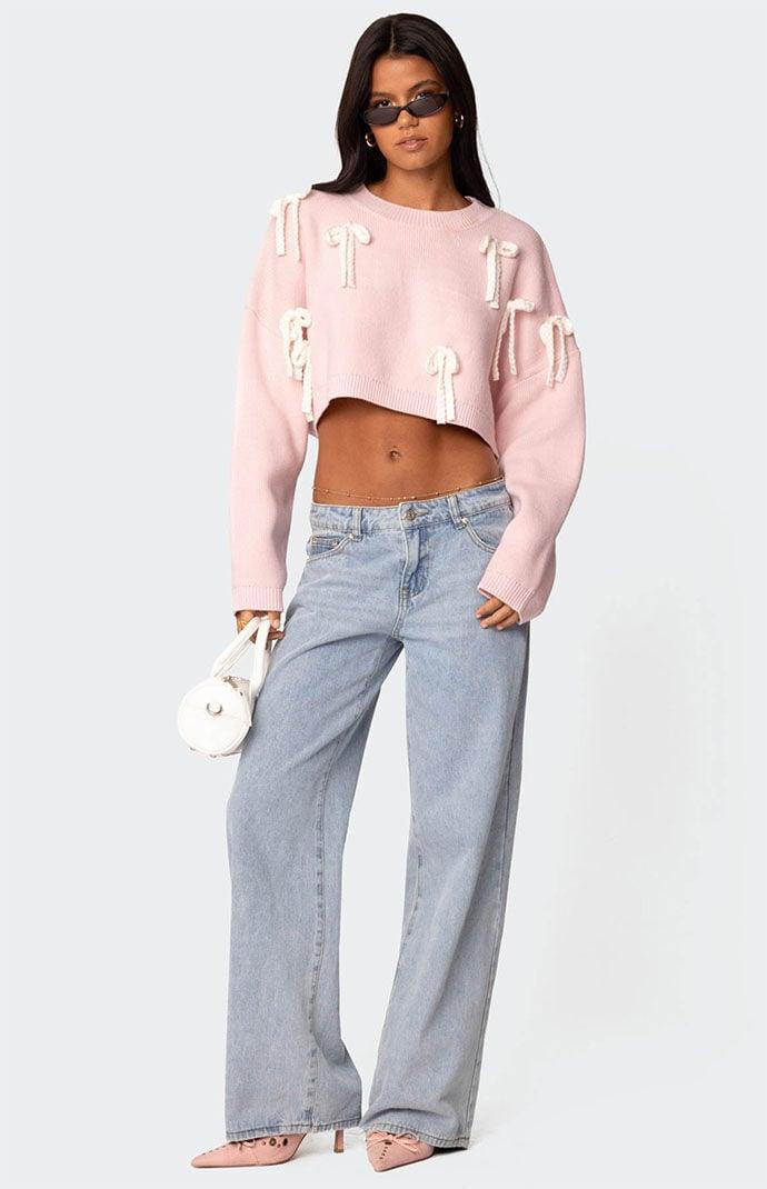 Edikted Women's Chunky Bow Cropped Sweater Product Image