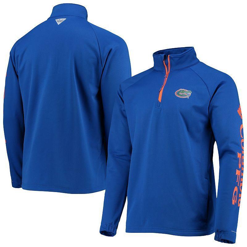 Mens Columbia Royal Florida Gators Terminal Tackle Fleece Raglan Omni-Shade Quarter-Zip Jacket Product Image