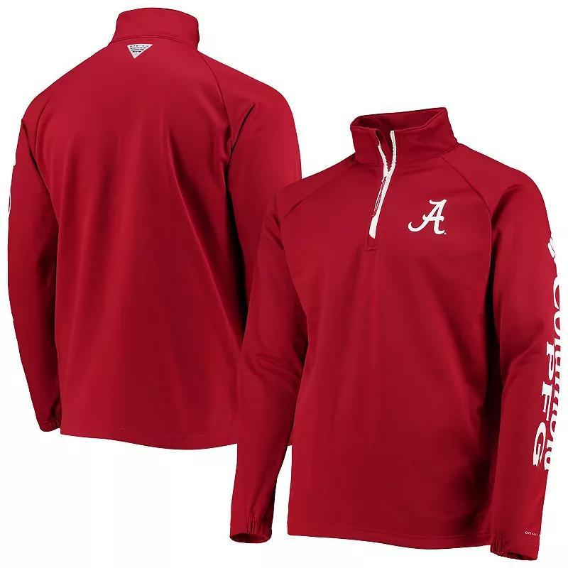 Mens Columbia Crimson Alabama Crimson Tide Terminal Tackle Fleece Raglan Omni-Shade Quarter-Zip Jacket Product Image